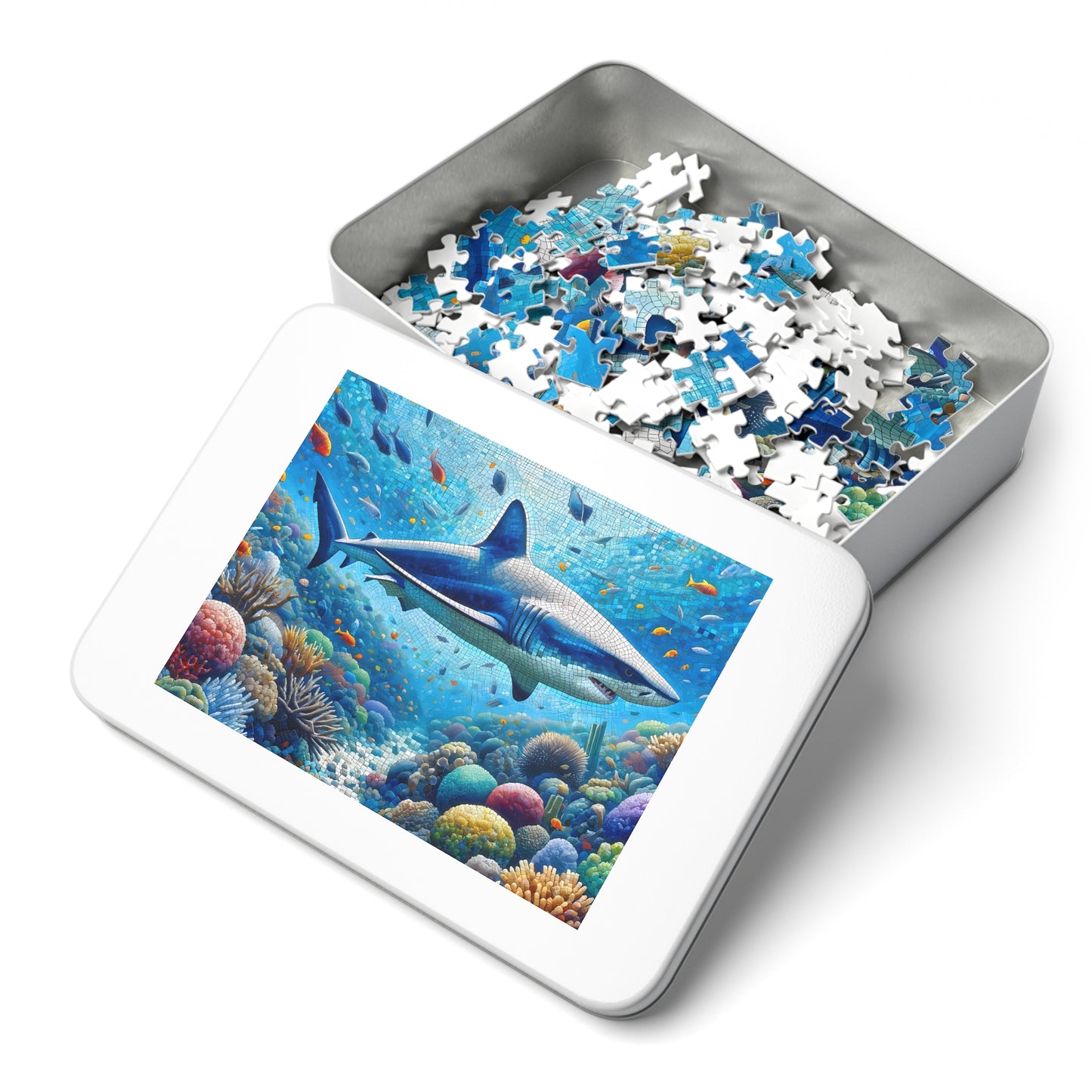 Shark in coral, Puzzle, Mosiac, Unique, Jigsaw, Family, Adults (110, 252, 500, 1000-Piece)